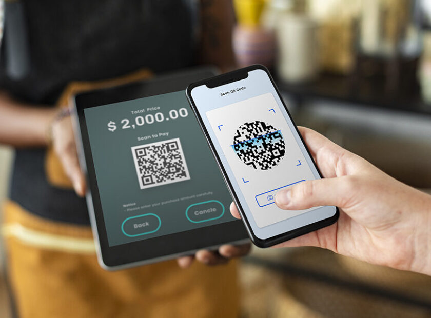 Small business QR code cashless payment at store